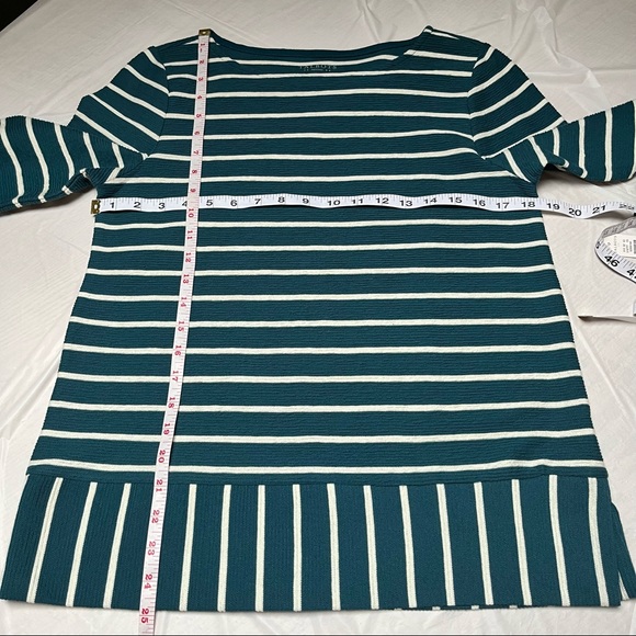 NWT Talbots Teal White Striped Long Sleeve Top Size S Petite - Picture 11 of 13